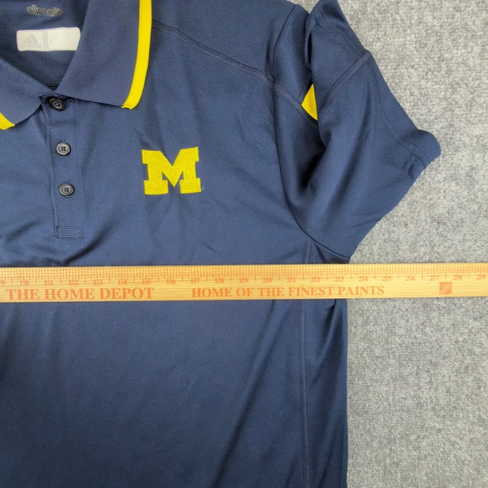 Adidas Michigan Wolverines Polo Shirt Mens XL Navy Blue Climalite A23044 1876